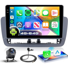 4G + 64G Car Radio Android 15 for Seat Ibiza 2012-2015, 9 Inch In-Cell HD Touchscreen with Wireless Carplay Android Car, Car Radio with GPS Wi-Fi USB Bluetooth FM RDS Radio Reversing Camera