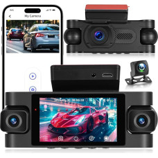 NHOPEEW 2K 4 Channel 360° Dash Cam - 3 Inch Dash Cam for Cars with 4 Cameras, Support for Loop Recording, G-Sensors, WiFi App Connection, Night Vision and 24-Hour Parking Monitoring