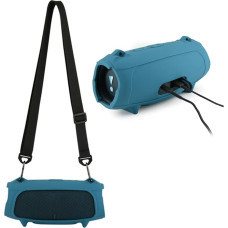 XBERSTAR Silicone Case for JBL Charge 5 Portable Bluetooth Speaker Protective Case Travel Carry Bag with Strap Blue
