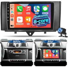 Qualcomm 8 branduolių 4+64G Android Autoradio für Mercedes Benz Smart Fortwo 2011-2015, IPS jutiklinio ekrano radijas su belaidžiu CarPlay ir Android Auto, DSP Hi-Res Audio, GPS, WiFi, Rückfahrkamera