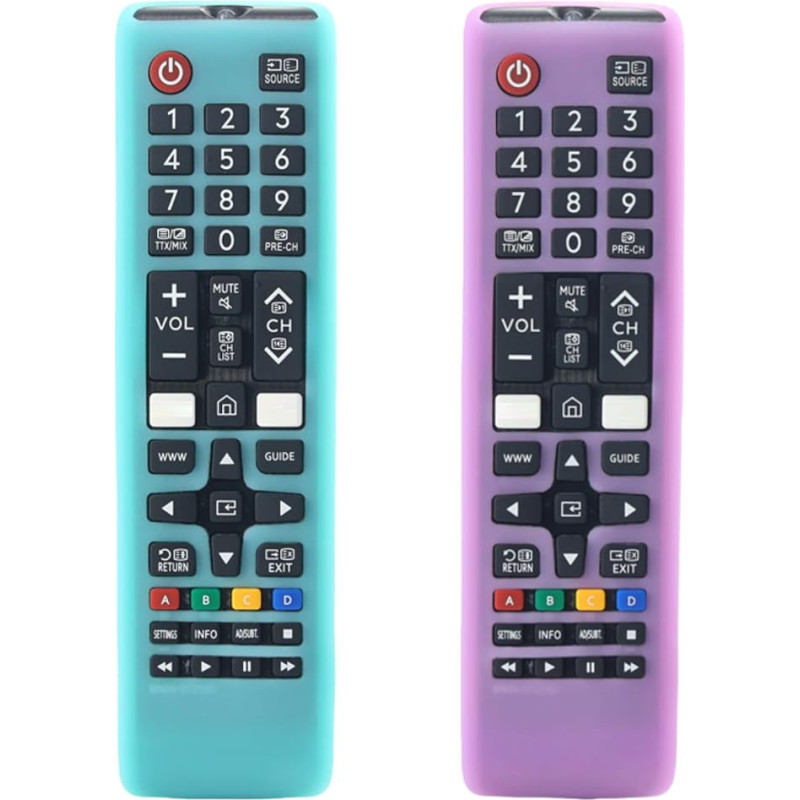 Silikon-Fernbedienung für Samsung Smart TV AA59-00786A BN59-01315B AA59-00741A BN59-01199F Fernbedienung, waschbar, rutschfest, mit Anti-Verlust-Umhängeband, 2 Stück