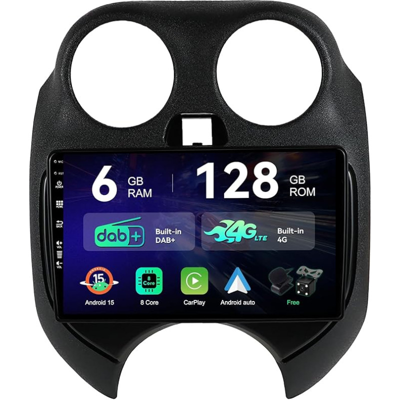 [6G+128G | Integruotas DAB+ 4G] - MSD automobilinis radijas Nissan March Micra (2010-2017) | Android 15 GPS navigacijos radijas | CarPlay Android automobilio vairo valdymas WiFi DSP | Kamera MIC | Octa-Core 2 DIN 9