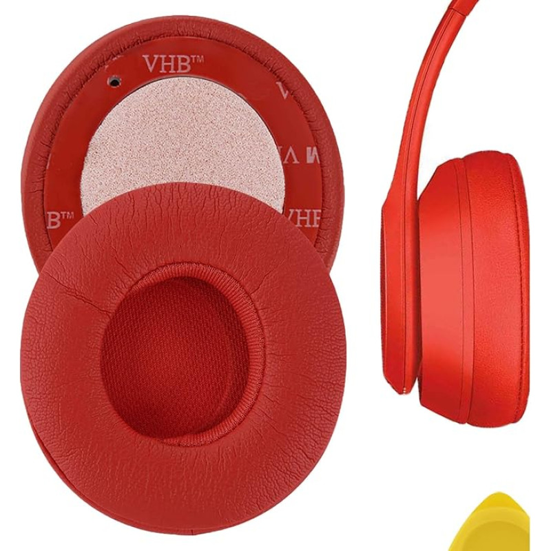 Geekria Earpads for Beats by Dr. Dre Solo3, Solo 3.0 On-Ear Wireless Headphones Replacement Ear Pad / Ear Cushion / Ear Cups / Ear Cover / Earpads Repair Parts (Red)