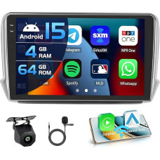 4+64G automobilinis radijas Peugeot 208/2008 2012-2018 Android 15 su 10 colių vidiniu ekranu Palaiko belaidį Carplay ir Android Car Mirror Link radiją FM/RDS GPS WiFi BT SWC