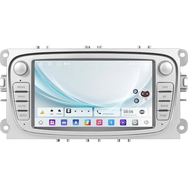 2+64GB Android 15 Autoradio für Ford Focus II mk2 Mondeo S-Max C-Max Galaxy mit Wireless CarPlay Android Auto 7'' HD jutiklinis ekranas Bluetooth 5.0 GPS WiFi EQ FM/RDS Ruckfahrkamera