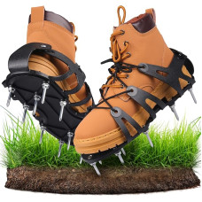 Nail Shoes, Lawn Aerator Shoes with 22 Steel Spikes for Aerating Floor, Lawn Aerator Shoes Aerator for Lawn, Garden, Patio, One Size, Black