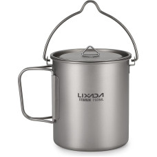 Lixada Titanium Cup Ultralight Portable Hanging Potty with Lid and Handle Foldable for Camping Outdoor Hiking 900ml
