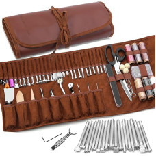 TLKKUE Odos amatų įrankiai Drožyba, antspaudavimas, siuvimas, pjaustymas su tinkamu laikymo krepšiu Profesionalus įrankių rinkinys amatams, remontui ir 