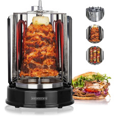 Heinrich´s Kebabų kepsninė namams, Kebabų kepsninė, Rotissiere vištienos kepsninė, Gyros Kebab, Rotisserie iešmas, elektrinė kepsninė, BBQ, stalinė kepsninė, vertikali kepsninė, pagaminta iš nerūdijančio plieno su 6 kebabų iešmais