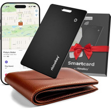 Rhinokey® Smartcard Wallet Tracker Card 1.8mm Thin Apple Find My App Airtag Rechargeable Waterproof Item Finder for Luggage Labels Passport Bluetooth