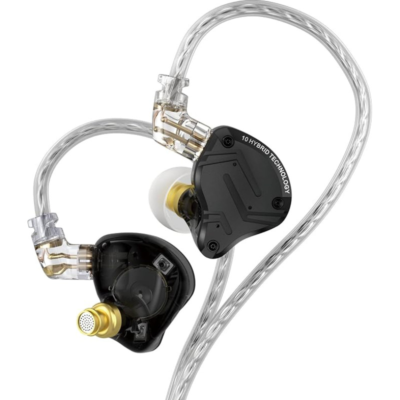 Yinyoo KZ ZS10 PRO X ausinės į ausis, ZS10 PRO X patobulintas 4BA + 1DD hibridinis vairuotojas, HiFi ausinės, laidinės ausinės su 0,75 mm 2 kontaktų kabeliu (x juodos spalvos, be mikrofono)