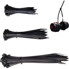 Kabelbinder Set 300 Stück Schwarz UV-beständig, 150/200/300 mm (je 100 Stück), Klein & Wiederverschließbar, 55 kg Zugfestigkeit für Kabelmanagement Garten Werkstatt