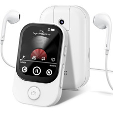 64GB MP3 Player Bluetooth 5.4 with 180° Folding Camera, RWSRW Mini Music Player HD Speaker FM Radio Photo Album Ideal HiFi Sound E-Book Reader, Sports Pedometer (White)
