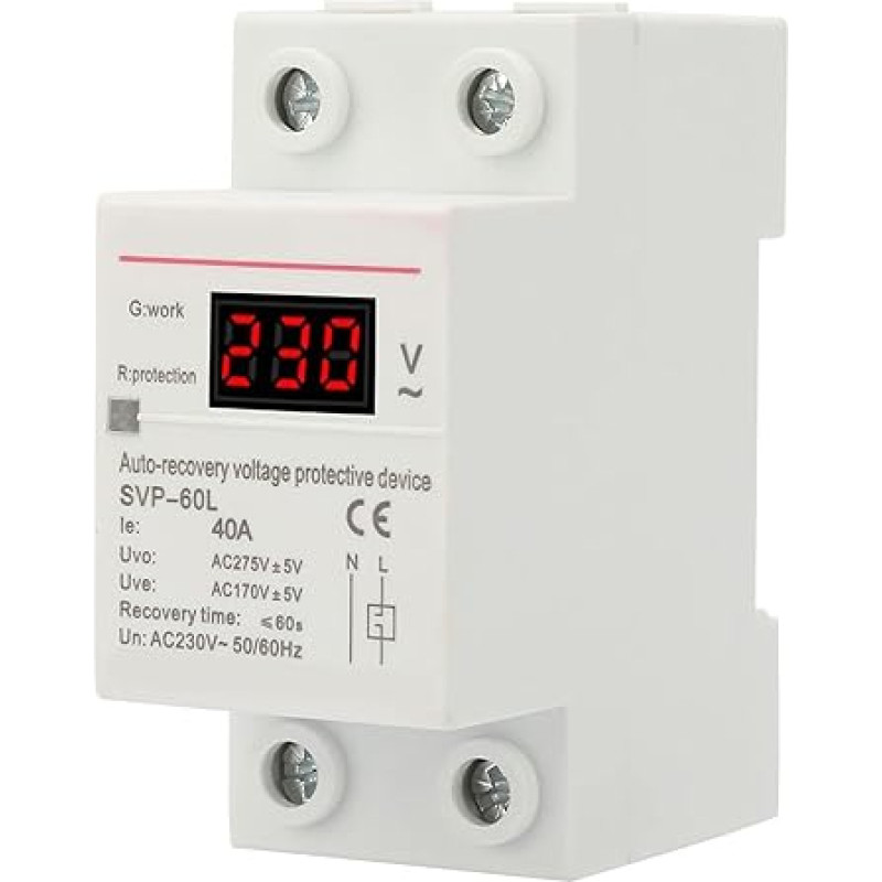 Automatinė įtampos atkūrimo apsauga, 230 V 40 A vienfazis viršįtampių apsaugos įtaisas, buitinės technikos viršįtampių ribotuvas, buitinės technikos viršįtampių ribotuvas