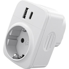 JK adapteris, kelioninis adapteris JK su 2 USB-A 2 USB-C (3A), lizdo adapteris Anglijoje, skirtas Airijai/Didžiajai Britanijai/Dubajui/Maldyvams, G tipo adapteris, kelioninis adapteris