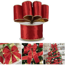 AIMUDI Red Christmas Velvet Wired Ribbon 2.5