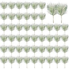 NEBURORA 50 vienetų dirbtinių baltųjų pušų adatų Evergreen Pušų mediena dirbtinė žalia Kalėdų vainiko dekoracijos namų atostogų sodo dekoracijos