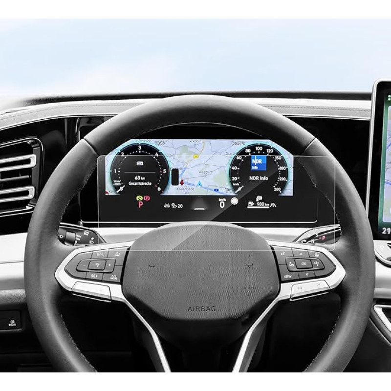 SKTU Pack of 2 Screen Protectors for VW Tiguan 3 2024 2025 Instrument Panel Digital Cockpit Protective Film Made of PET Scratch-Resistant 10.25 Inches
