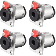 sourcing map 4 Pieces 6.35 mm 1/4 Inch Stereo TRS Audio Socket Connection Panel / Chassis Mounting - 6.35 mm Stereo Socket