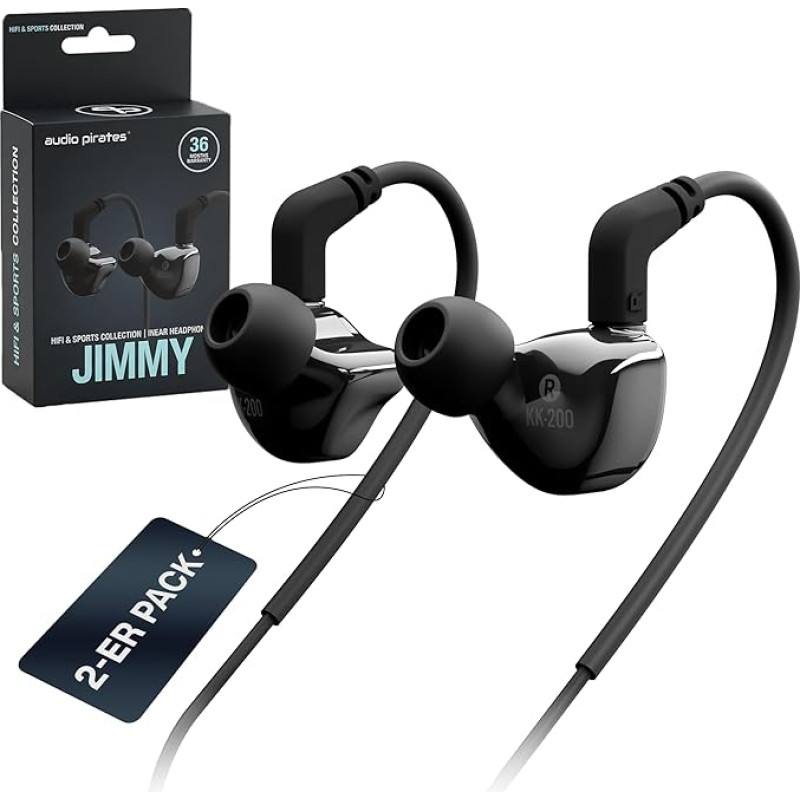 audio pirates - Jimmy KK-200 - ausinės į ausis, kištukinis kištukas, dėklas, HiFi garsas, 3 m laidas, 6,3 mm adapteris, 3 dydžių ausų kištukai - HiFi ausinės, kompiuterinės ausinės, sportinės ausinės, kištukinis kištukas (1)