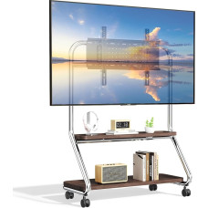 Televizoriaus stovas su ratukais, mobilus televizoriaus vežimėlis 40-75 colių televizoriams iki 50 kg, reguliuojamo aukščio ir stabilus televizoriaus stovas, universalus televizoriaus stovas Max. VESA 600 x 500 mm (sidabrinė)