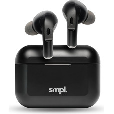 Smpl ANC Active Noise Cancelling In-Ear Headphones, Bluetooth 5.0, Charging Case, 30 Hours Playtime, One-Step Pairing and Smart Touch Control - Black