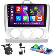 Inefala 4+64G Android 15 Autoradio für Ford Focus 2004-2011 mit Wireless CarPlay Android Auto, 9 Zoll Bildschirm Unterstützung FM RDS 32EQ GPS Bluetooth WiFi SWC AHD Rückfahrkamera
