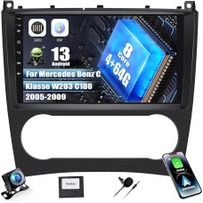 [8-Core] SIXWIN 4+64G Android 13 CarPlay/Android Car/DSP Car Radio for Mercedes-Benz C-Class/GLK, 9 Inch Touchscreen with GPS WiFi Bluetooth 5.0 USB FM RDS Radio Mirror Link + 32 Band EQ