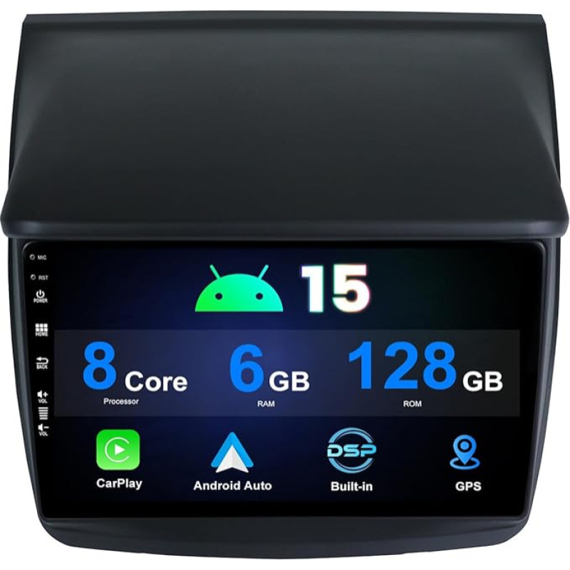 [6G + 128G] Android 15 Double DIN automobilinis radijas Mitsubishi Pajero Sport 2 L200 Triton 2008-2016 Carplay kamera MIC Nemokamas palaikymas vairo valdymas RDS 4G WiFi DAB BT5.0