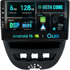 SXAUTO - 6G + 128G - Android 15 IPS automobilinis radijas Toyota Aygo/Peugeot 107/Citroen C1 (2005-2014) - Integruotas Carplay/Android Car - Kamera + mikrofonas - DAB vairo valdymas Fast-Boot 360-CAM -2 DIN