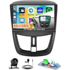 Roinvou 4+128G Android 15 automobilinis radijas Peugeot 207 2006-2015 su Carplay Android Car, 9 colių automobilinis radijas su jutikliniu ekranu, GPS Bluetooth EQ WiFi RDS FM SWC MIC atbulinės eigos kamera