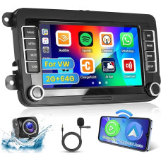 [2G + 64G] Hikity automobilinė radijo navigacija VW Golf 5 Golf 6 T5 Touran EOS Polo Passat Sharan Android Wireless Carplay 7 colių ekrano radijas su Android Car GPS WiFi atbulinės eigos kamera FM RDS DSP SWC MIC