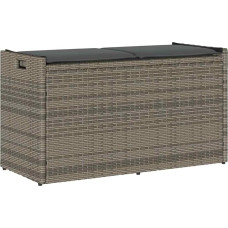 KOIECETA Outdoor Bench with Storage Space and Cushion, Garden Storage Bench, Outdoor Bench with Storage Space, Garden Storage Seat, Grey and Dark Grey, 100 cm