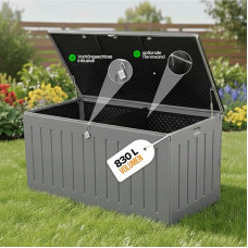 Olsen & Smith Storage Box XXL 830L Garden Box with Lid, Large Storage Box, Waterproof Cushion Box, Garden Cabinet for Cushions and Storage Boxes for Garden, Balcony, Patio, Anthracite Package Box