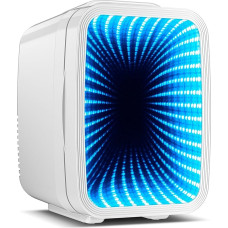 BEICHEN mini šaldytuvas, 4 l / 6 skardinės, tylus mini šaldytuvas, 7 RGB šviesos režimai, 2-in-1 šaldymo ir šildymo funkcija gėrimams ir odos priežiūrai, AC 220 V / DC 12 V, mini šaldytuvas žaidimams, biurui, automobiliui (baltas)