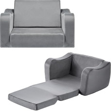 VEVOR Vaikiška sofa Vaikiška kėdutė iš 28D kempinės ir trumpo plauko su porankiais, skalbiama vaikiška sofa, vaikiška sofa-lova, mažylių sofa (M) žaidimų kambariui, miegamajam, svetainei, pilka