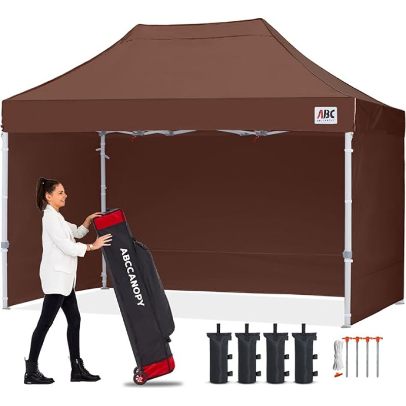 ABCCANOPY 3 x 6 m pavėsinė Vandeniui atspari iššokanti sodo pavėsinė Festivalis apsauga nuo saulės su 4 šoninėmis plokštėmis + krepšys, ruda
