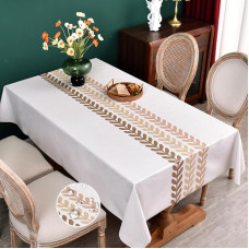 Oilcloth Tablecloth PVC Tablecloth Plastic Tablecloth Outdoor Square Table Cloth Waterproof Wipe Clean Tablecloth Dining Table Cover (137 x 275 cm, Coffee Leaves)
