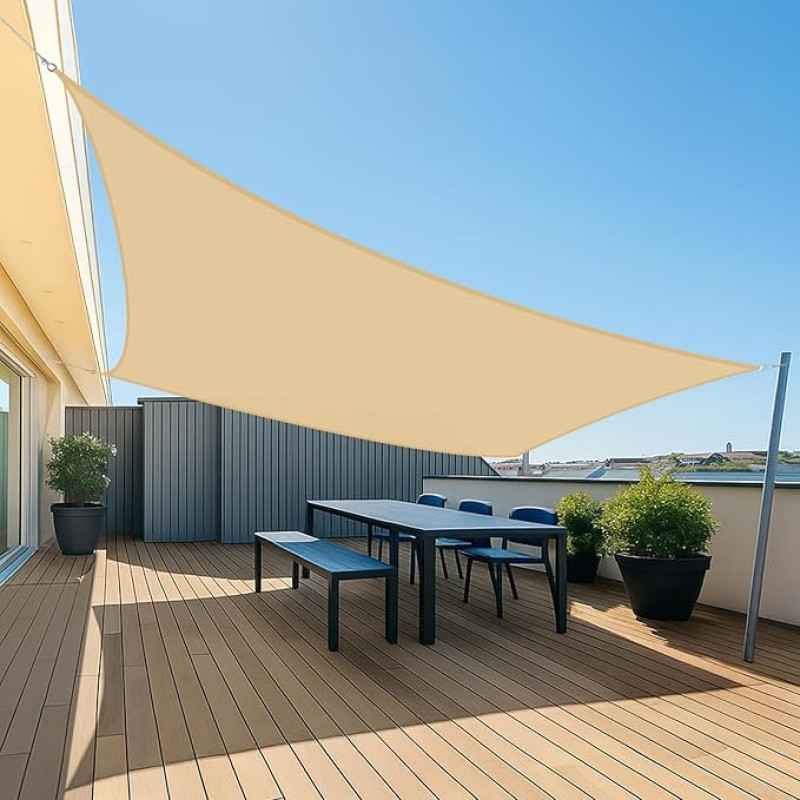 UMI tentas Vandeniui atsparus 3 x 3 m stačiakampio formos saulės apsauga nuo oro sąlygų PES poliesterio burės stogelis 95 % UV apsauga su virvėmis sodo balkonui, terasai, smėliui