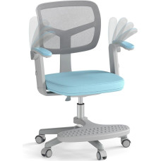 FANTASK vaikiška rašomojo stalo kėdė, reguliuojamo aukščio vaikiška pasukama kėdė, ergonomiška biuro kėdė su atlenkiamu porankiu ir kojų atrama, vaikiška kėdė berniukams ir mergaitėms nuo 3 metų (mėlyna)