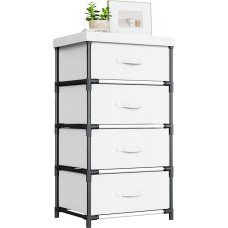 Stalčių komoda Audinys Komoda su 4 stalčiais Sandėliavimo spinta Komoda prieškambario, miegamojo, svetainės ir biuro stalčiai - balta