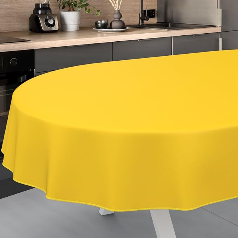 ANRO Staltiesė skalbiama lauko vidaus patalpų ovalo formos 220 x 140 cm geltonos spalvos