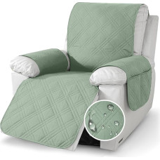 Fotelio apsauga, fotelio apsauga kėdėms, 100 % atspari vandeniui, apsauganti nuo slydimo 1 sėdimąją vietą, skalbimo mašina plaunama kėdės apsauga televizoriaus kėdei su 4 kišenėmis, 2 reguliuojamais dirželiais (žalia)