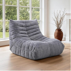 HealthRelife Bean Bag Sofa, Togo Style Fireplace Lounge Chair with Memory Foam, Giant Bean Bag Sofa for Adults, Comfortable Floor Sofa for Living Room, Bedroom, Gaming and Office (Grey)