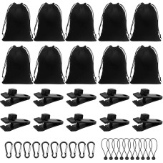 Tragbare Gewichtstasche für Pavillon-Vorhänge im Freien, 10 Gewichtstaschen + 10 Karabiner +10 Clips und 10 Bungee Schnüre, Außenvorhängen-Zelten Tischdecken Winddicht Sandsack Gewichtstasche (B)