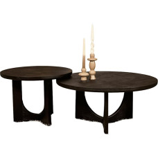 Couchtisch Set Gallus Mangoholz Schwarz 2 teilig 80x80x40 60x60x40 cm, Masė:60 cm X 60 cm