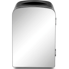 Iceman Mirrored 4 Litre Mini Fridge Skin Care Makeup Storage Serums and Face Masks Small for Desk or Travel, Cool & Heating, Cosmetic Application, Black