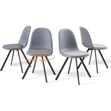 FurnitureR 4 valgomojo kėdžių rinkinys, 360° pasukamas, be porankių ir su radialinėmis metalinėmis kojomis, elegantiškas miegamajam ir valgomajam, pilkos spalvos