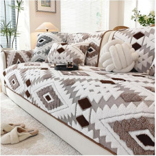NUODWELL Soft Plush Sofa Cover Washable Thick Non-Slip Sofa Slipcover for 1 2 3 Seater Cushion Sofa Couch Cover for Dogs Furniture Protector (Khaki, 90x160cm)