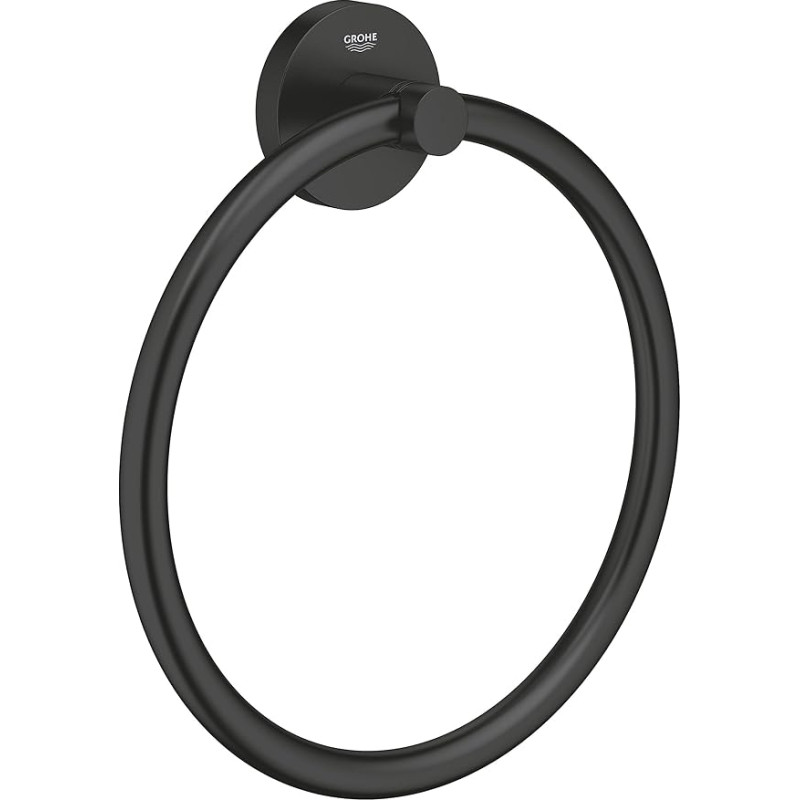 GROHE Start 411742430 Rankšluosčių džiovintuvas be gręžimo (rankšluosčių džiovintuvas vonios kambariui, skirtas gręžti arba klijuoti, su varžtais ir kaiščiais, be klijų, paslėptas tvirtinimas), apvalus, juodas